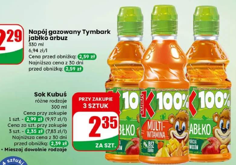 Sok Kubuś różne rodzaje