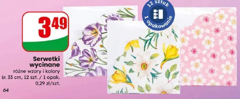 Serwetki wycinane różne wzory i kolory