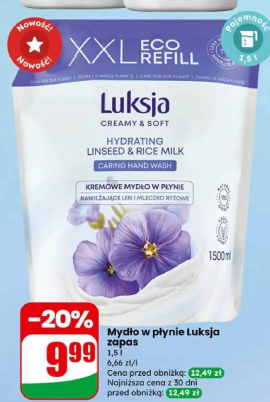 Mydło w płynie zapach Nawilżające Len i Mleczko Ryżowe