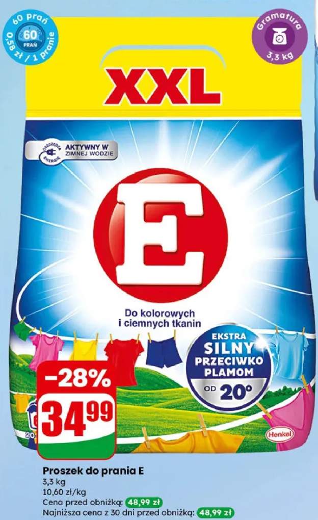 Proszek do prania E do kolorowych i ciemnych tkanin