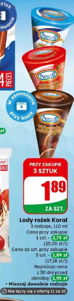 Lody rożek różne rodzaje