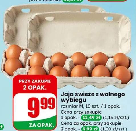 Jaja świeże z wolnego wybiegu rozmiar M, 10 szt.