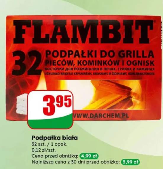 Podpałka biała Flambit 32 podpałki do grilla, pieców, kominków i ognisk