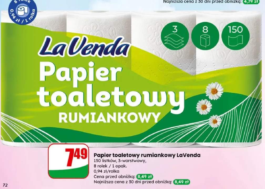 Papier toaletowy rumiankowy LaVenda
