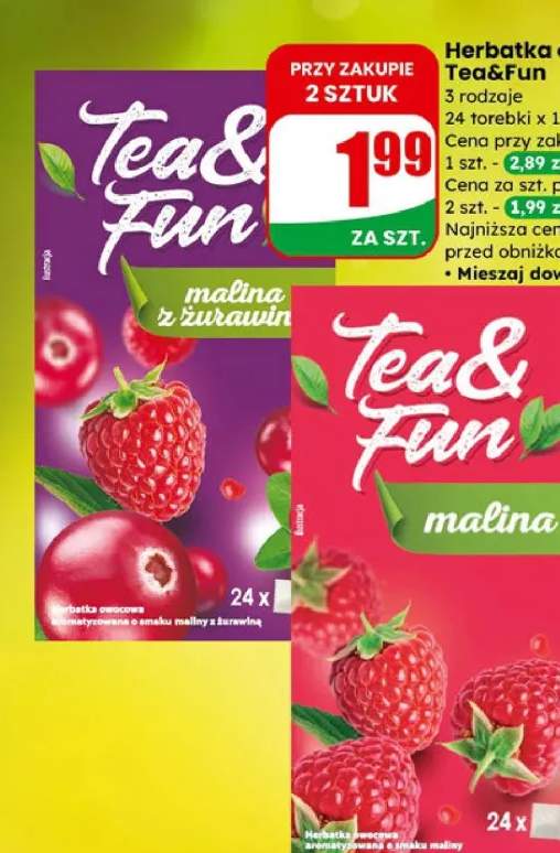 Herbata owocowa malina z żurawiną, 6 rodzaje