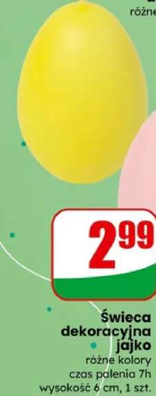Świeca dekoracyjna jajko różne kolory czas palenia 7h wysokość 6 cm