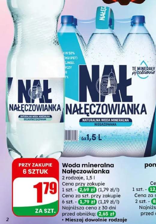 Woda mineralna Nałęczowianka 2 rodzaje