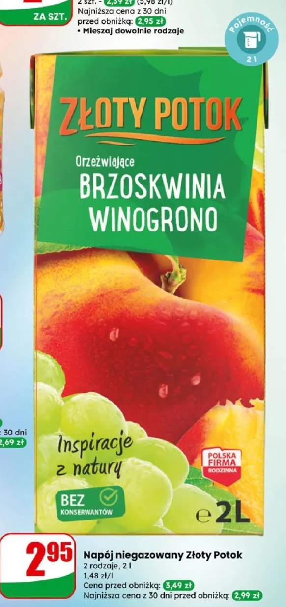 Napój niegazowany Złoty Potok 2 rodzaje