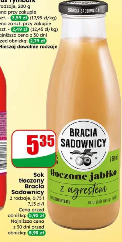 Sok tłoczony jabłko z agrestem