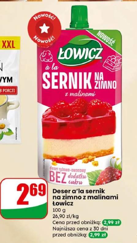 Deser a'la sernik na zimno z malinami