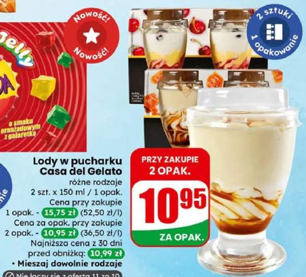 Lody w pucharku Casa del Gelato różne rodzaje