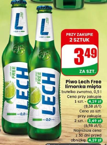 Piwo Lech Free limonka mięta butelka zwrotna