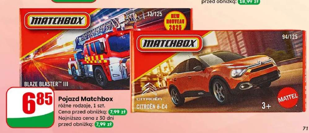 Pojazd Matchbox różne rodzaje