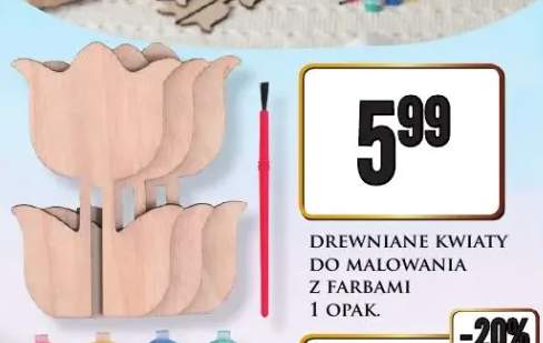 Drewniane kwiaty do malowania z farbami