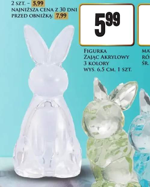 Figurka zając akrylowy 3 kolory
