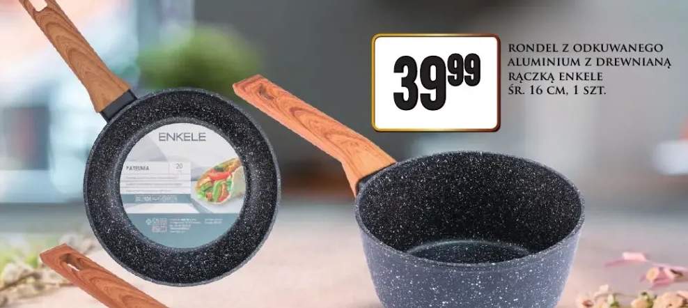 Rondel z odkuwanego aluminium z drewnianą rączką Enkele