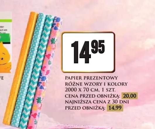 Papier prezentowy różne wzory i kolory 2000x70cm