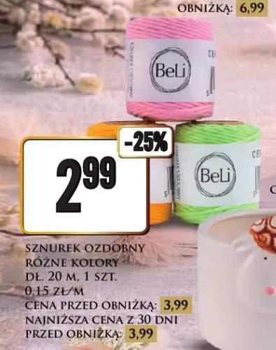 Sznurek ozdobny różne kolory