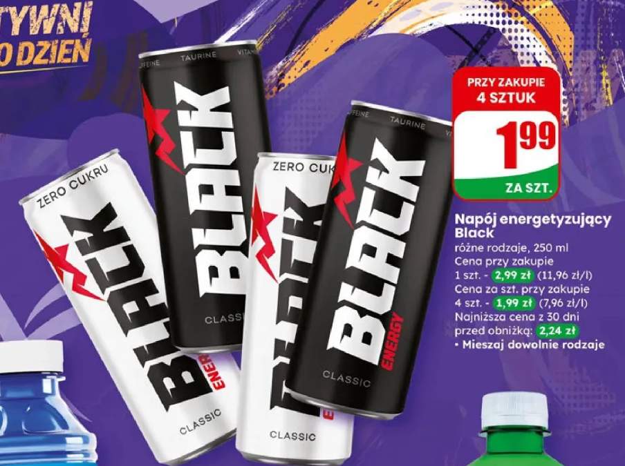 Napój energetyzujący Black różne rodzaje