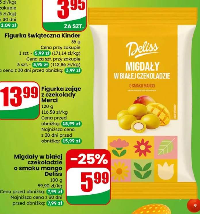 Migdały w białej czekoladzie o smaku mango