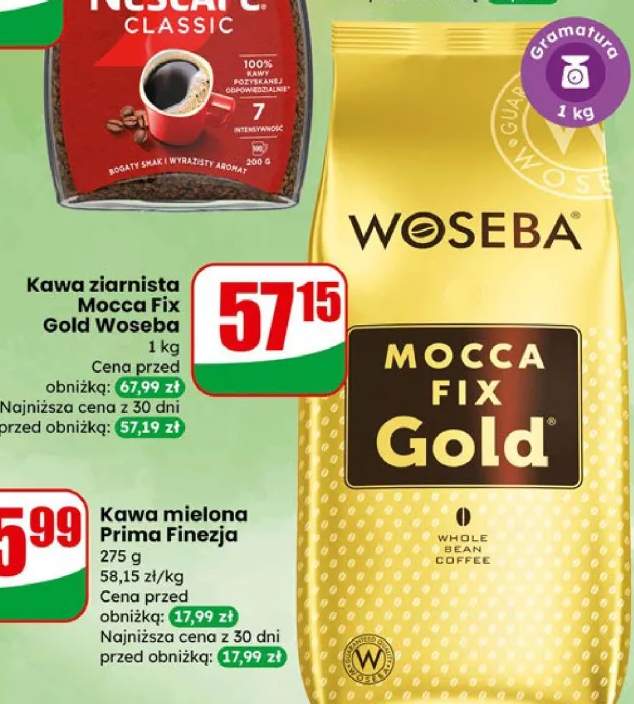 Kawa ziarnista Mocca Fix Gold Woseba