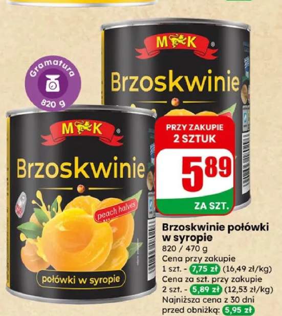 Brzoskwinie połówki w syropie