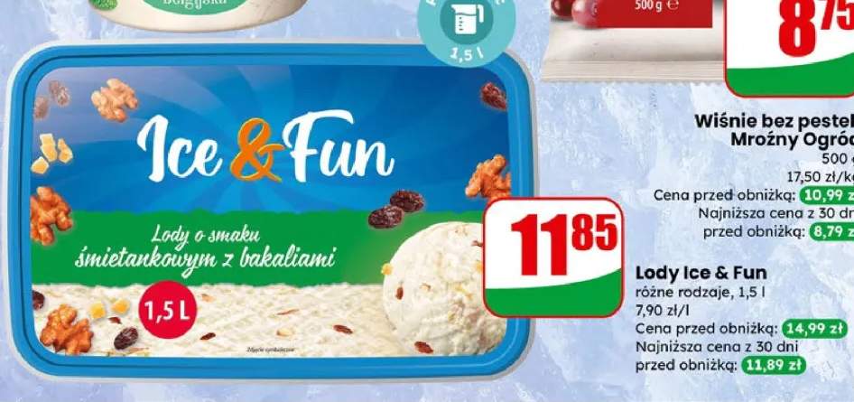 Lody o smaku śmietankowym z bakaliami, różne rodzaje