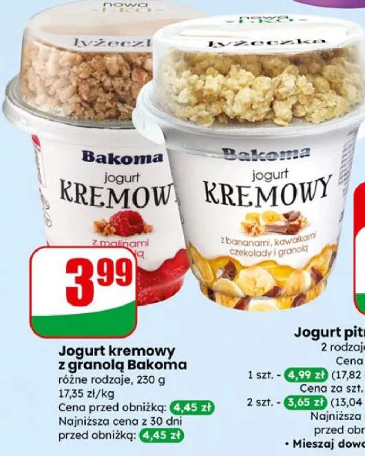 Jogurt kremowy z granolą różne rodzaje