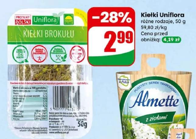 Kiełki Uniflora różne rodzaje