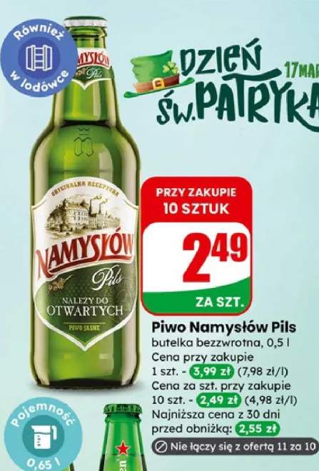 Piwo Namysłów Pils butelka bezwrotna