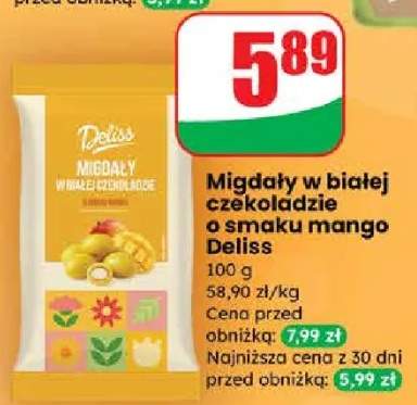 Migdały w białej czekoladzie o smaku mango
