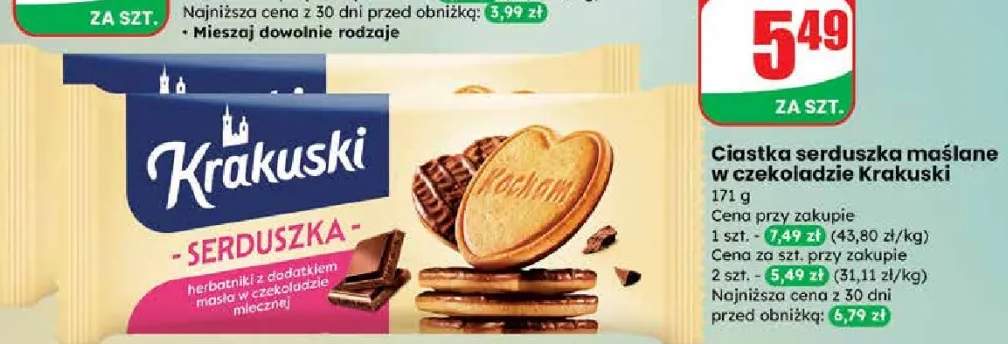 Ciastka serduszka maślane w czekoladzie