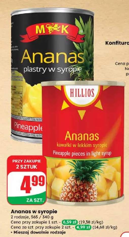 Ananas kawałki w lekkim syropie