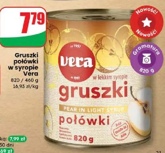 Gruszki połówki w syropie