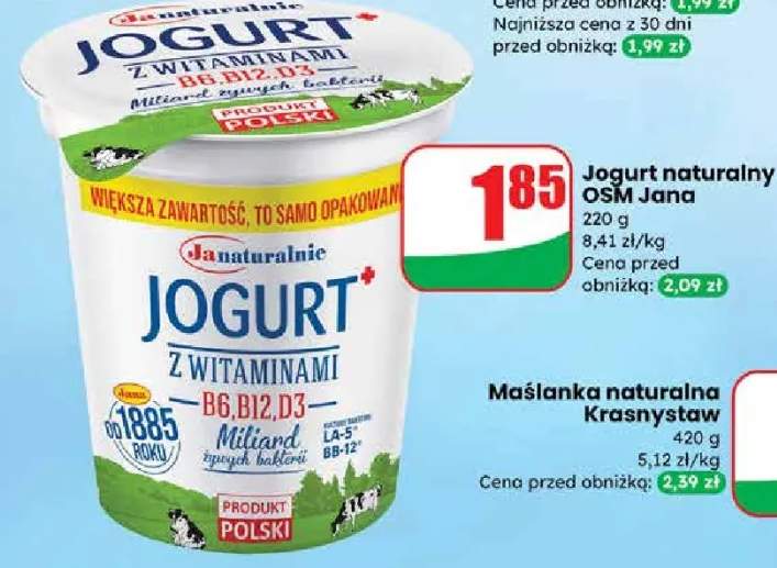 Jogurt naturalny z witaminami