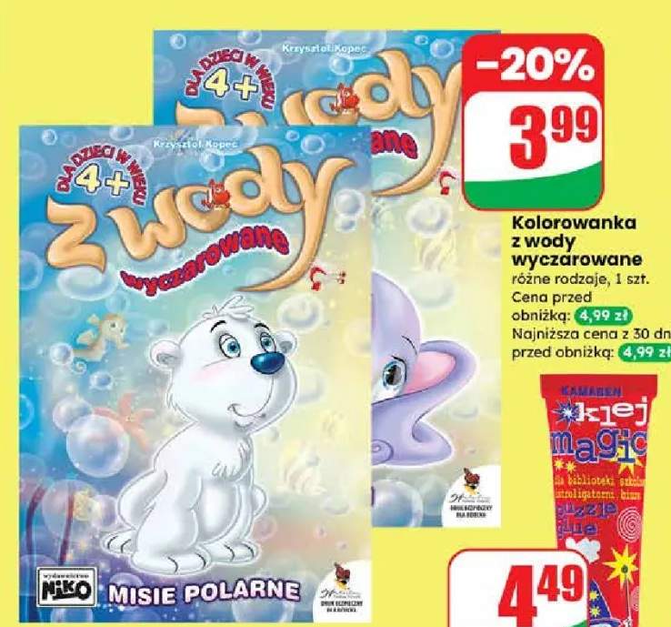 Kolorowanka z wody wyczarowane różne rodzaje