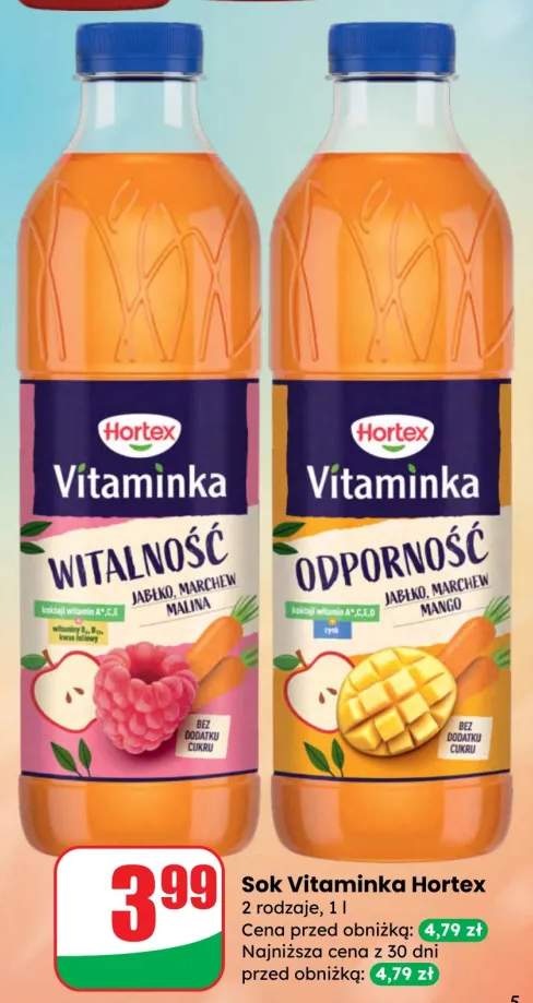 Sok Vitaminka Hortex Witalność jabłko czerwonych owoców malina