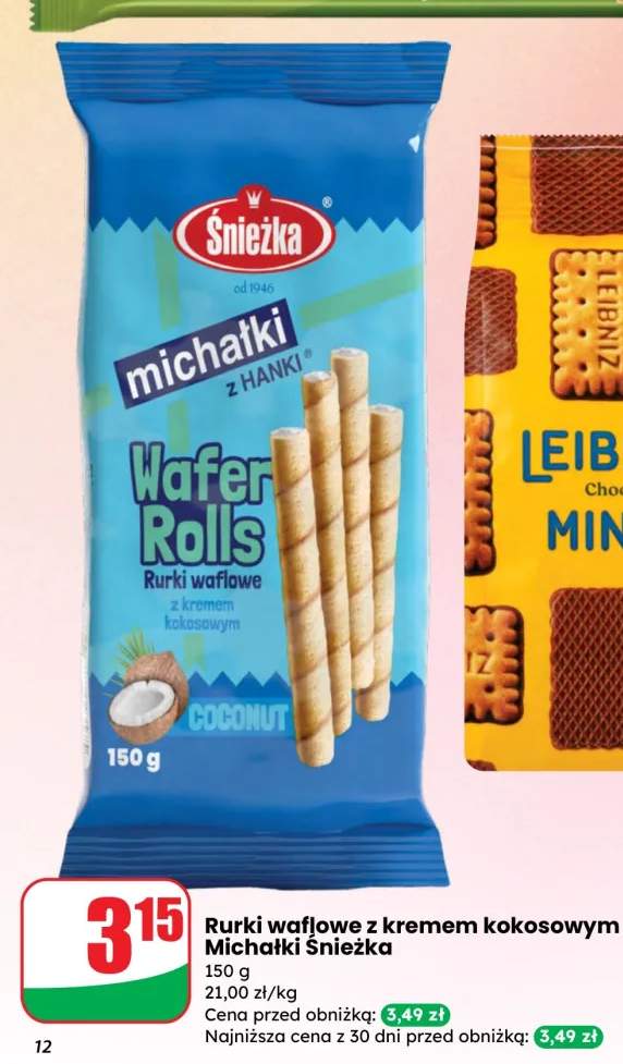 Rurki waflowe z kremem kokosowym