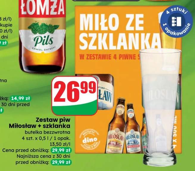 Zestaw piw Miłosław + szklanka butelka bezwrotna