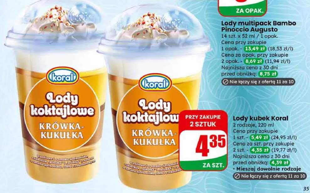 Lody koktajlowe krówka-kukułka