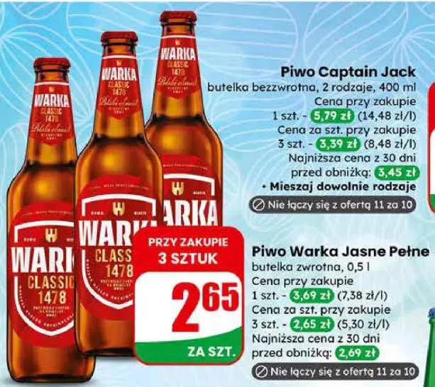 Piwo Warka Jasne Pełne butelka zwrotna