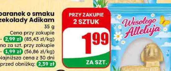 Figurka baranek o smaku białej czekolady