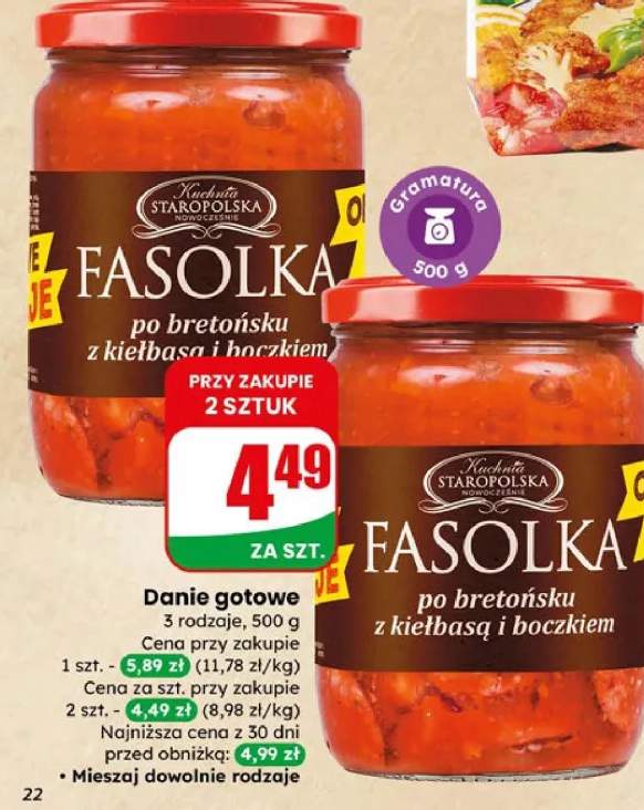 Danie gotowe fasolka po bretońsku z kiełbasą i boczkiem