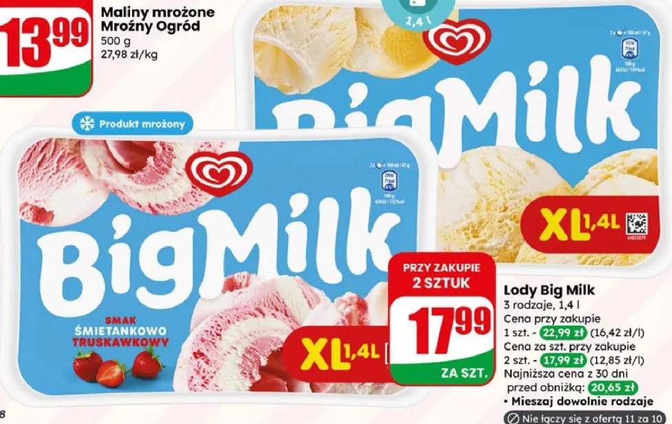 Lody Big Milk - różne rodzaje