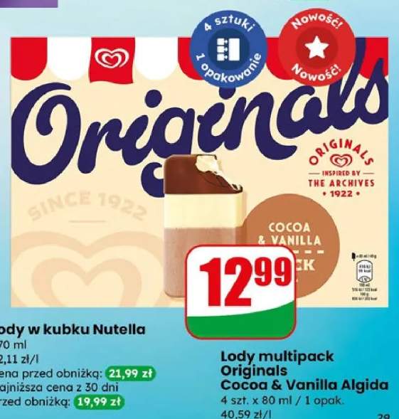 Lody multipack Originals Cocoa & Vanilla Algida