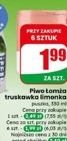 Piwo Łomża truskawka limonka bezalkoholowe puszka