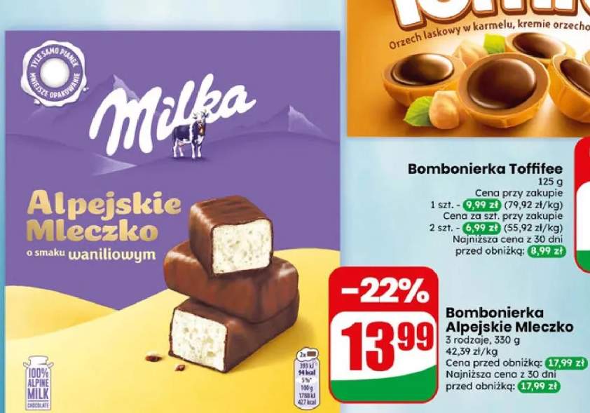 Bombonierka alpejskie mleczko o smaku waniliowym, 3 rodzaje