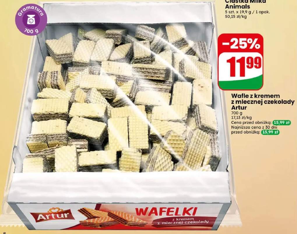Wafle z kremem z mlecznej czekolady