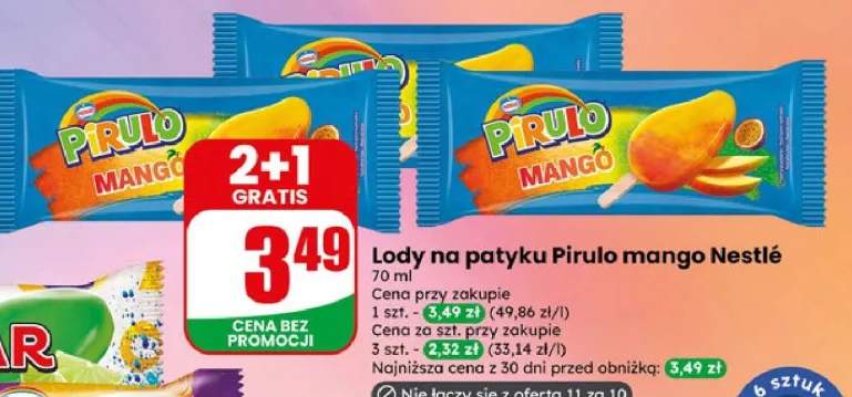 Lody na patyku Pirulo mango