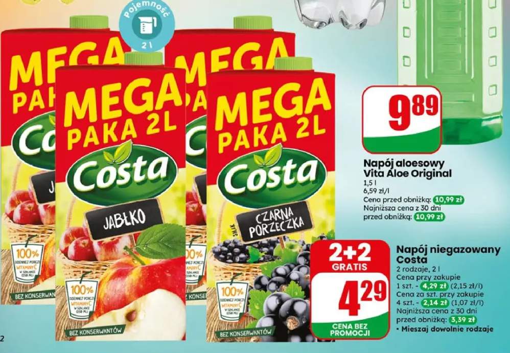Napój niegazowany Costa różne rodzaje